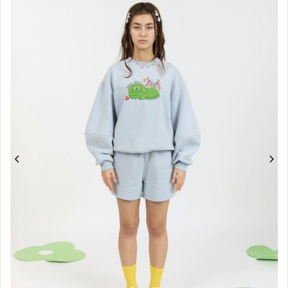 Kina + Tam organic cotton graphic oopsie daisy crew neck oversized M - Picture 2 of 6